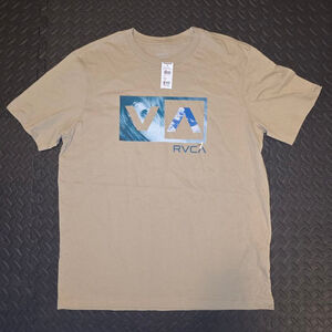 Men's RVCA Beige & Blue Graphic Short Sleeve Tee M